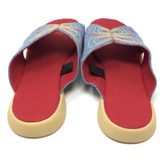 Vintage Embroidered Butterfly Sandals Women's Sz 8 Blue Denim Colorful Sandals - Picture 6 of 6